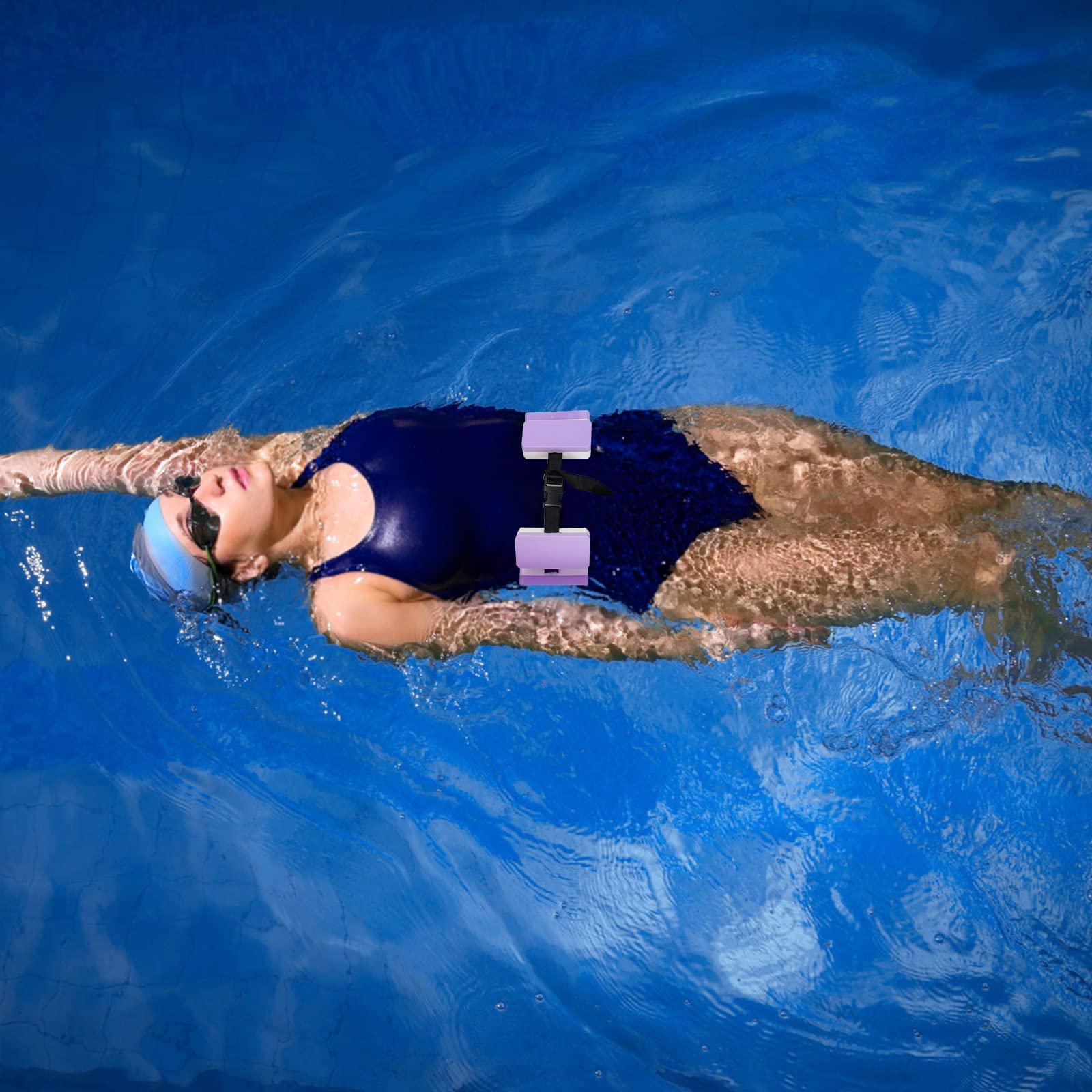 NEAGLORY NEAGLORY 5 Pieces Water Aerobics Set Aquatic Exercise Set Pool Fitness Equipment Foam Water Dumbbell, Swim Kickboard, Pull Buoy, Aquatic Swim Belt for Water Exercise, Purple