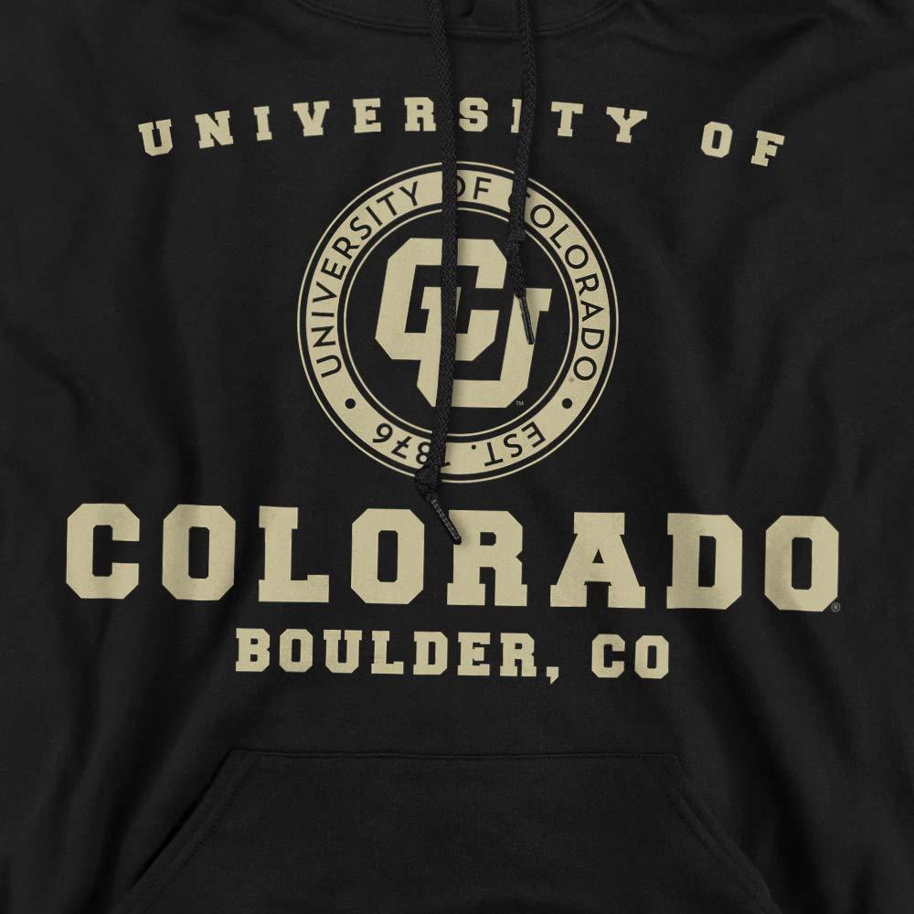 LOGOVISION University of Colorado Official Circle Logo Unisex Adult Pull-Over Hoodie, University of Colorado, Black, Medium