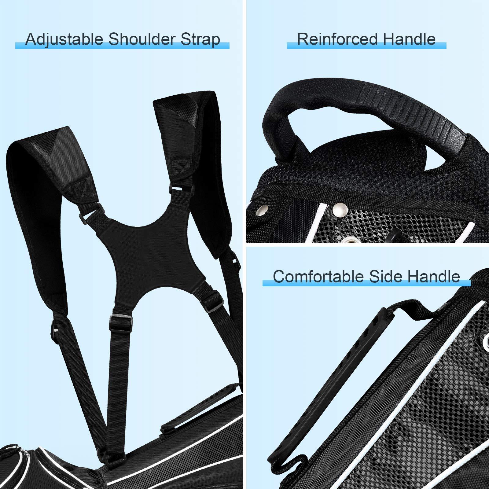 Tangkula Tangkula Golf Stand Bag with 6 Way Top Dividers, Lightweight Golf Bag with Adjustable Dual Strap & 8 Pockets, Waterproof Rain Hood, Portable for Men Women