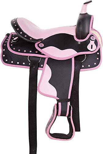 Deen, Enterprises Deen, Enterprises Youth Child Synthetic Western Pony Miniature Horse Saddle Tack Get Matching Headstall, Breast Collar & Saddle Pad Size 10\" to 12\" Inches Seat Available (11\" Inches seat)