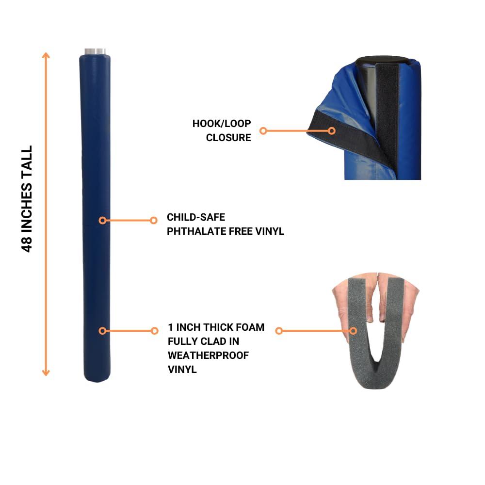 We Pad It We Pad It Safety Pole Pad, 4 FT Tall, 1 Thick Foam, Weatherproof, UV-Resistant, Hook/Loop Closure, Pickleball Pole Pad