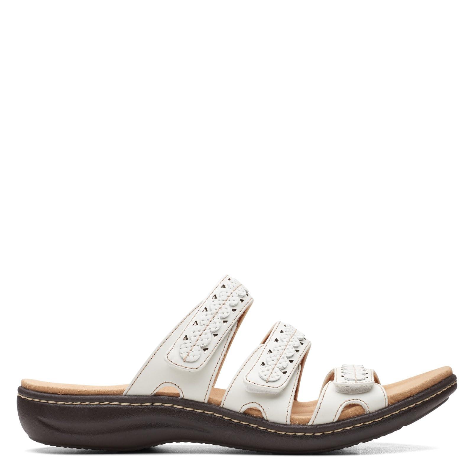 Clarks Clarks Collection Women's Laurieann Cove flats-sandals, White Leather, 11 Medium US