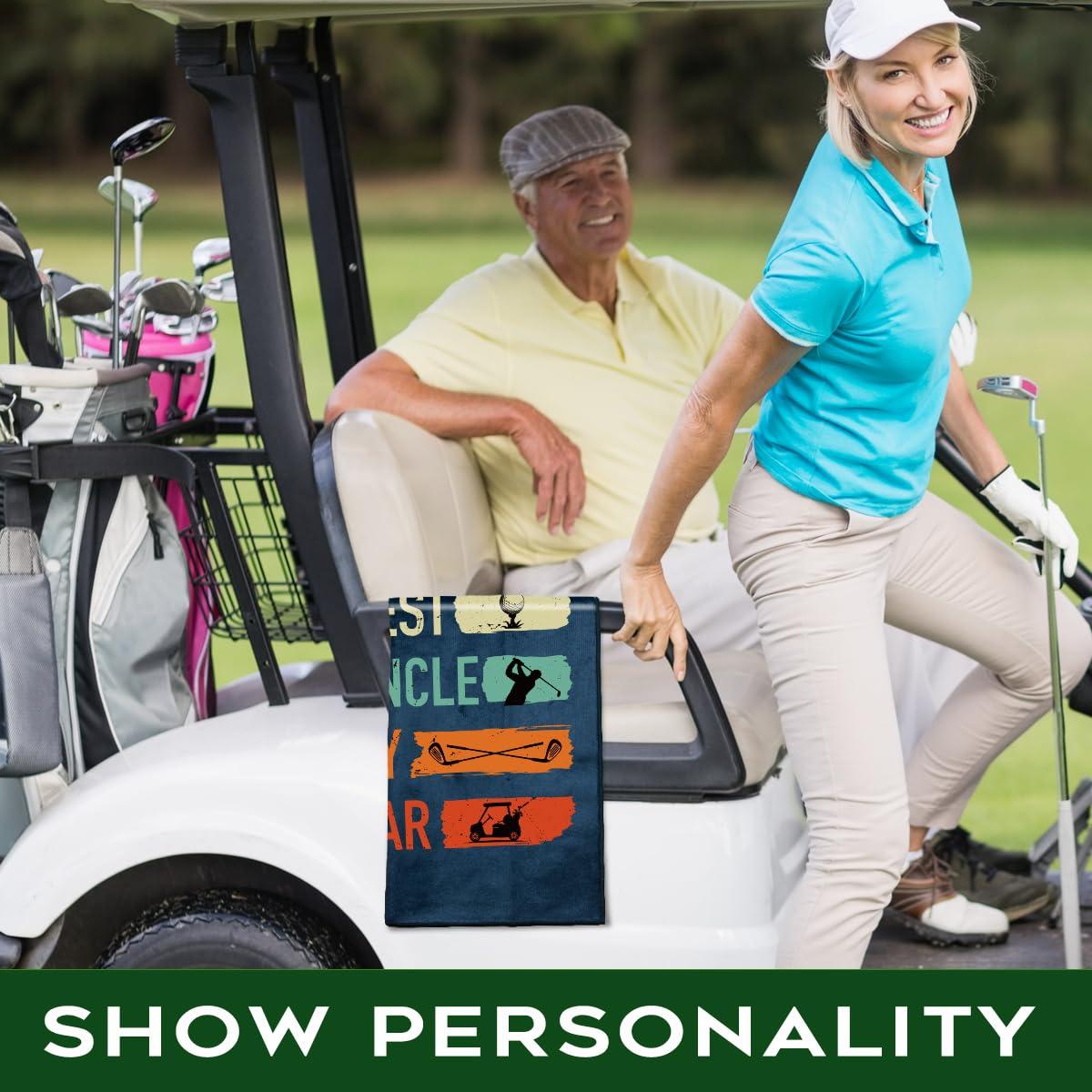 rofiowa rofiowa Best Uncle by Par Polyester and Cotton Blend Printed Golf Towel, Funny Golf Accessories for Men, Golf Gift for Golf Fan Uncle, Golf Lover Birthday Gift (OGT038)