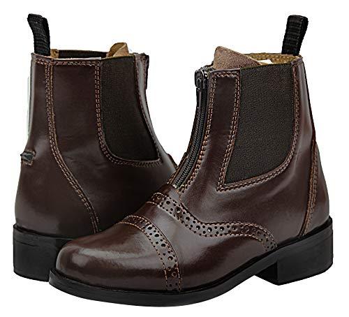 Hispar Hispar Women Ladies English Horse Riding Light weight Leather Glory Zip Zipped Paddock Boots - Brown 6