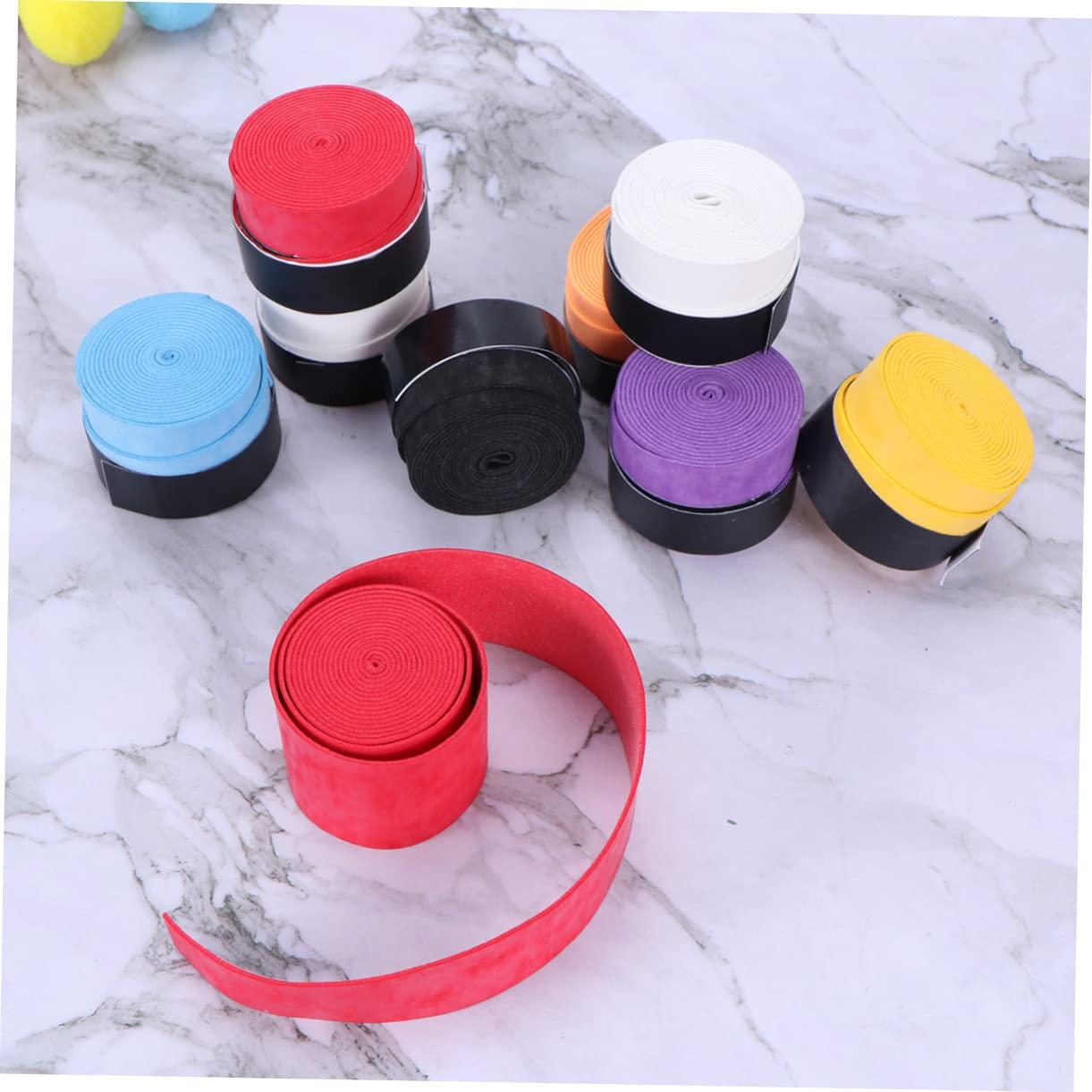 BESPORTBLE BESPORTBLE 16pcs Colorful Sweat Absorbent Racket Grip Bands for Badminton Tennis Pickleball and Fishing Rods Pu Soft Non-Slip Overgrip Mixed Colors