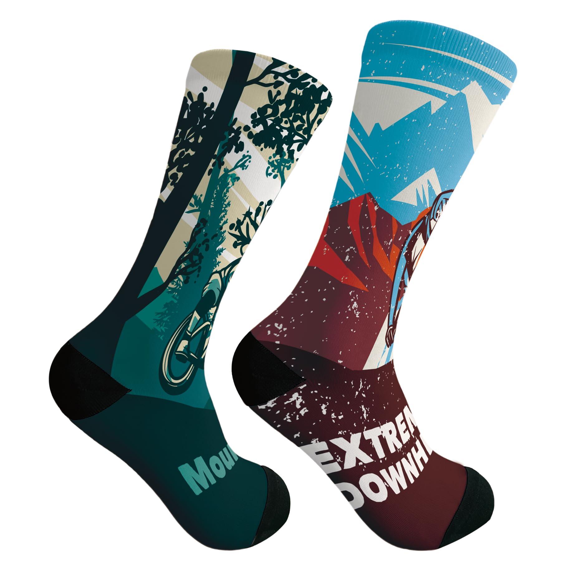 RUYICOCO RUYICOCO Mens Dress Socks Funny Idea Mountain Bike Socks Men Novelty Crew Socks - Men's Novelty Socks Eye-Mountain Biking Gifts For Men For The Modern Man.