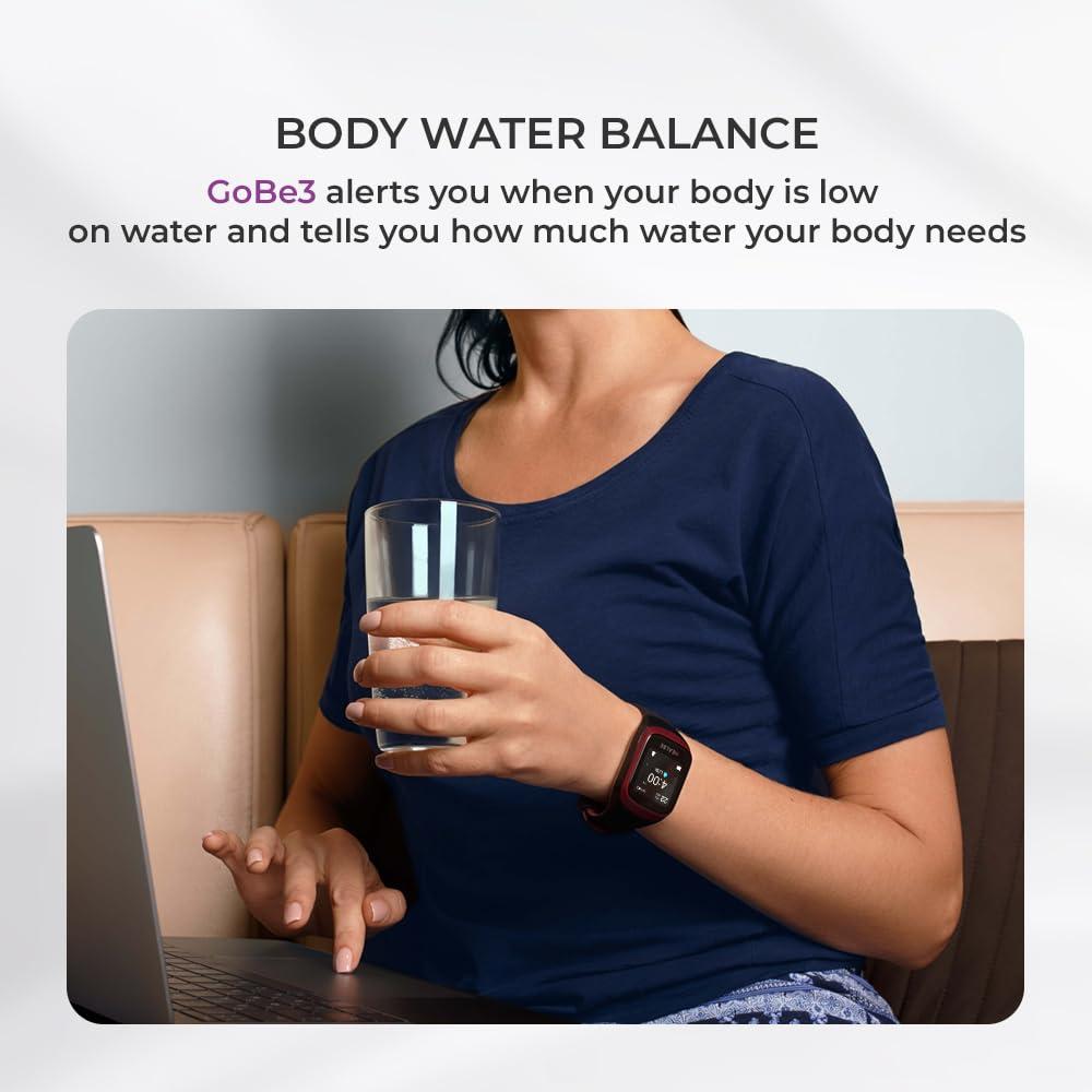 HEALBE GoBe HEALBE GoBe3 - Wearable Health, Fitness and Activity Tracker with Automatic Tracking of Calorie Intake and Burning, Water Balance, Heart Rate, Sleep, neuroactivity, and Stress, with Free app, Burgundy