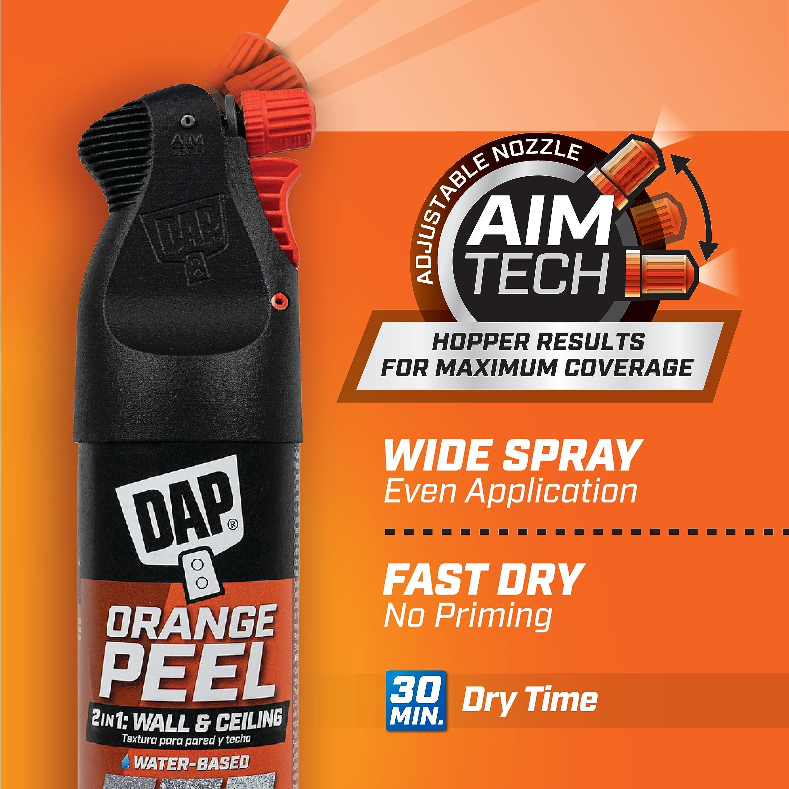 DAP DAP Spray Texture Orange Peel Water Based 2n1 Wall & Ceiling Texture Spray with Aim Tech Nozzle, White, 25 Oz (7079850005)