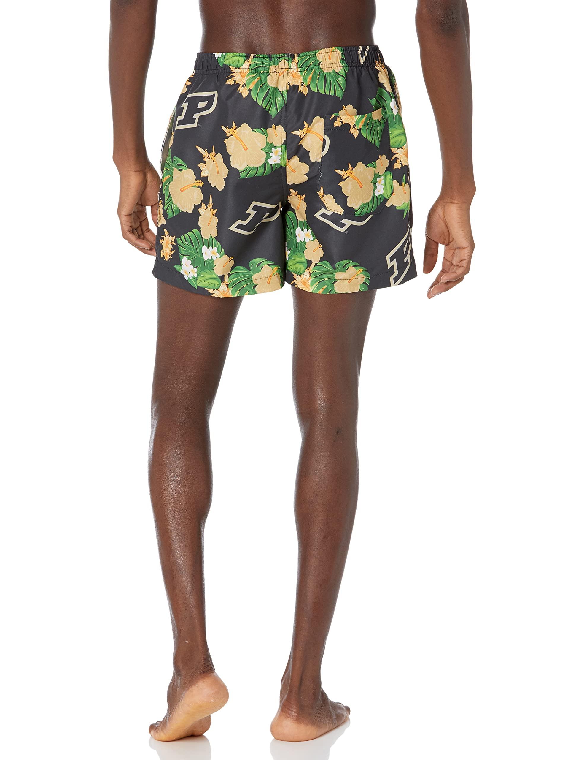 FOCO FOCO Men\'s Logo Floral Hawaiian Swim Suit Trunks, Team Color, XL