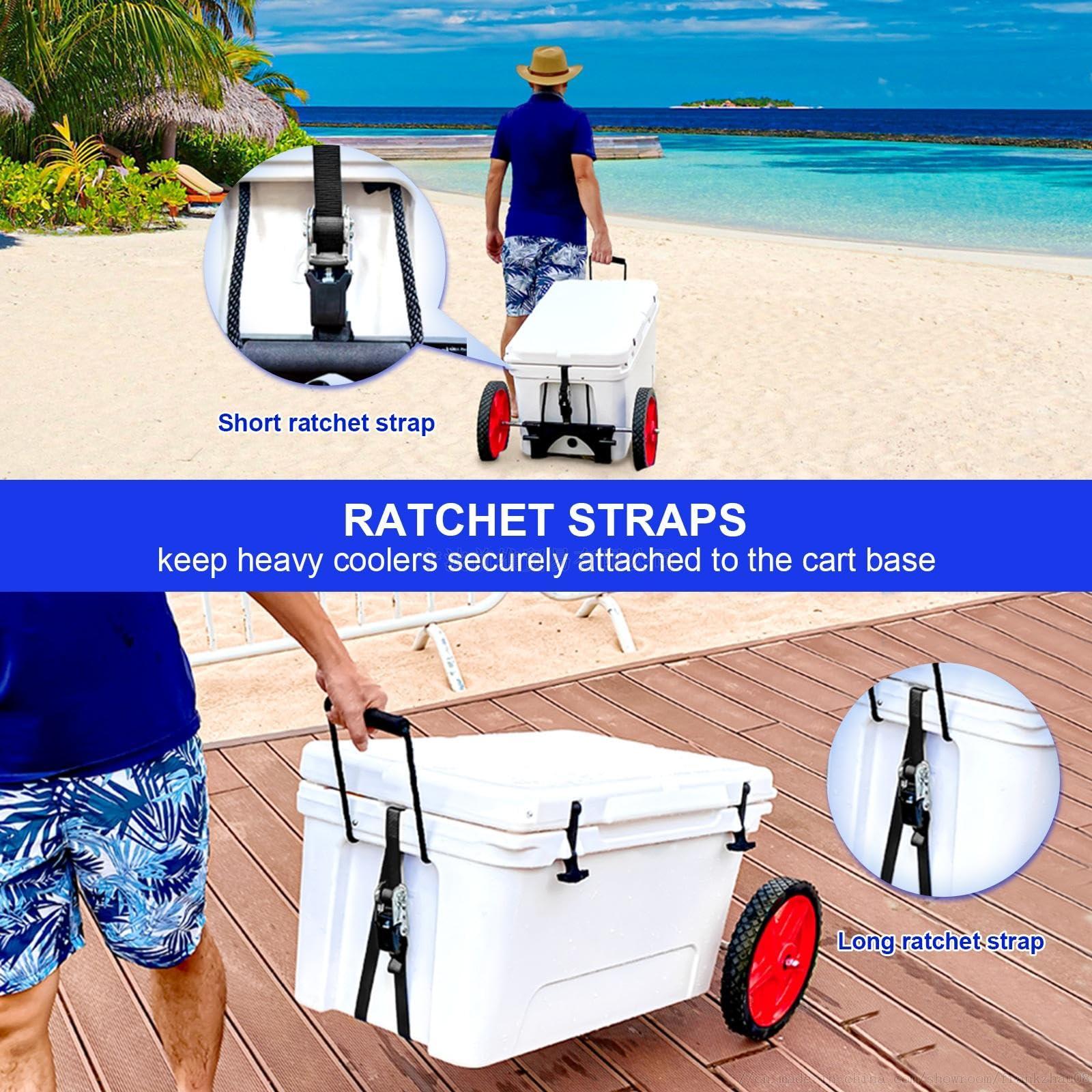 ZLSZTMI Upgraded Cooler Wheel Kit for Yeti/RTIC/Igloo Coolers Wheel Spacing up to19.8 Inches -12 IN Wheels Height Adjustable Cart Base for Ice Chest for Heavy Duty Coolers Camping Traveling Red&Black