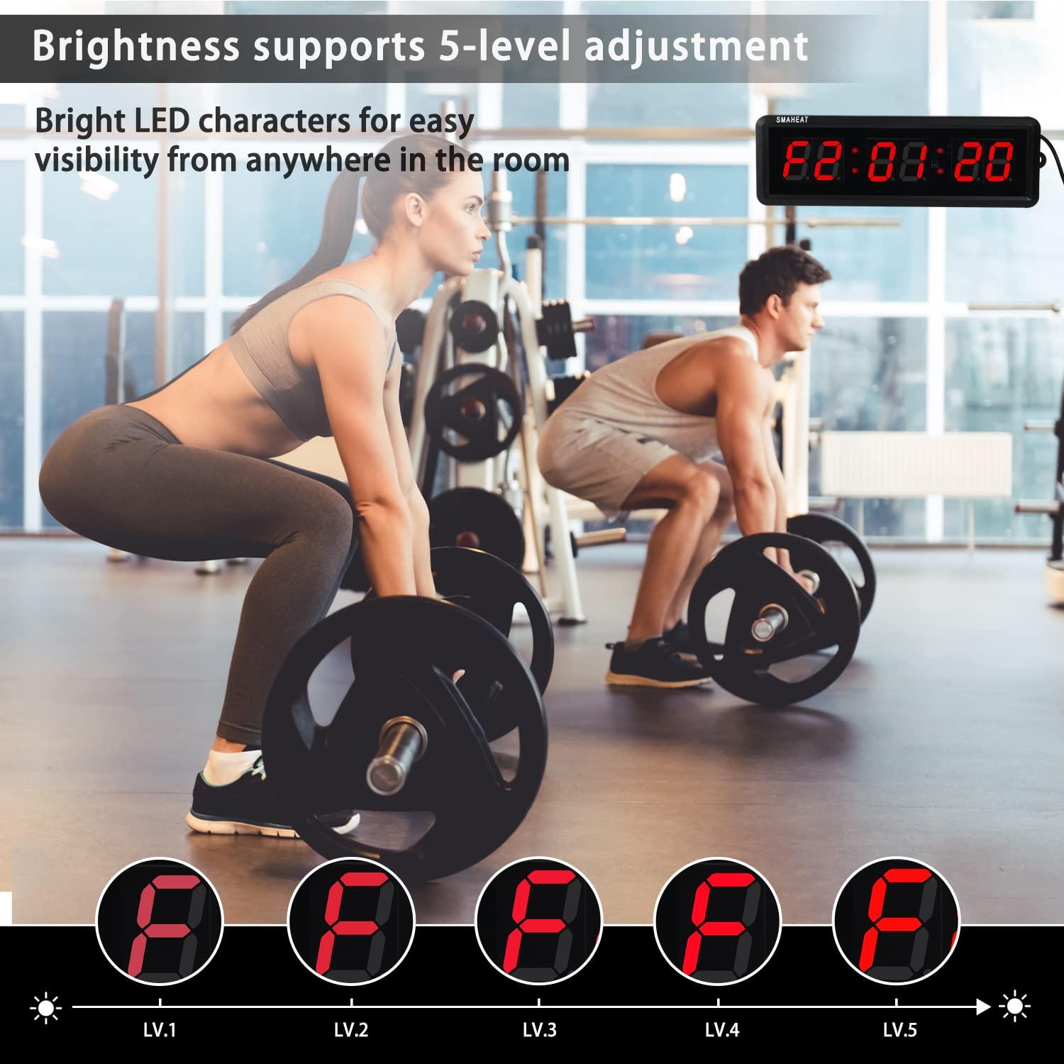 SMAHEAT SMAHEAT Fitness Timer with Stopwatch Button, Suitable for School/exam/Home Exercise/Gym/Gym SMAHEAT Electronic Fitness Timer (1.5 inch six-Digit All-red)