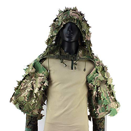 ROCOTACTICAL ROCOTACTICAL Sniper Ghillie Viper Hood with 3D Laser-Cut Leaves, Tactical Ghillie Suit Foundation for Wargame, Hunting, Airsoft, Sniper Coat