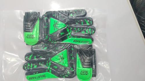 BEAST RAGE BEAST RAGE Goalkeeper Gloves for Kids Support Grip Youth Football Glove Kid Junior Soccer Glove for Kid 6-15 Men Adult Boys Football Gloves (Green, Size 5 for (9 to 12 Year Kid))