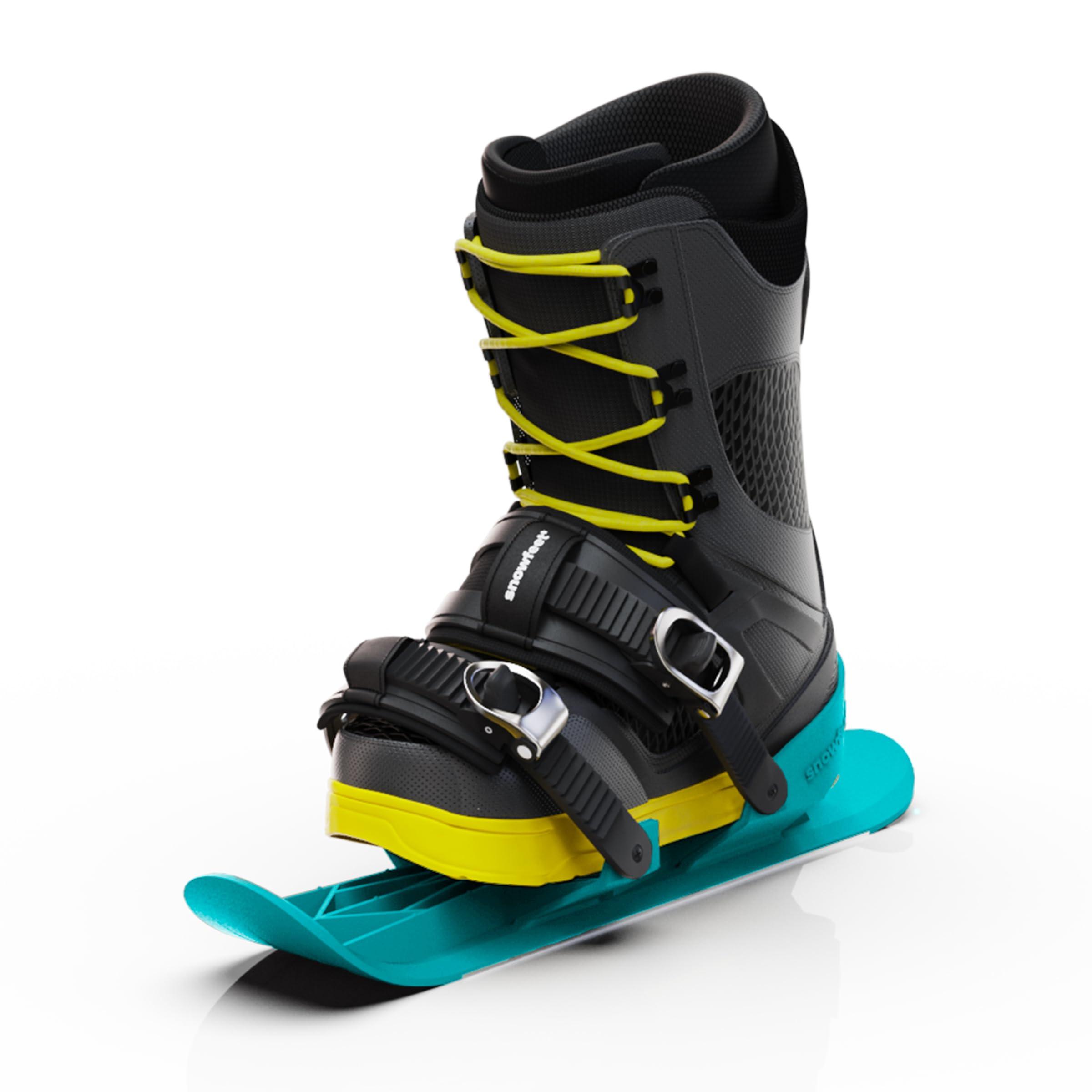 Snowfeet Snowfeet PRO - Mini Short Ski Skates for Snow | Skis for Winter Shoes | Short Snowskates Snowblades Skiboards | The Real Original (Turquoise)