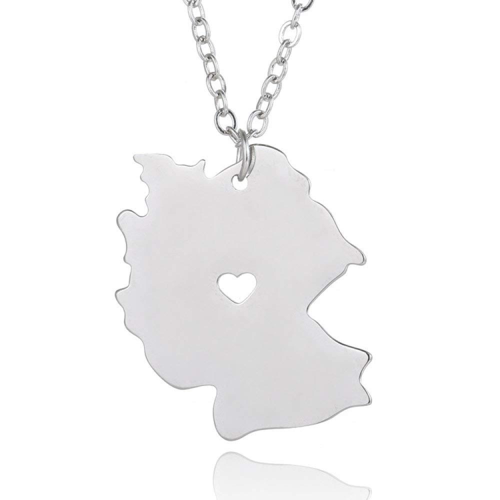 Dan CECE KELE Dan CECE KELE Germany Map Pendants Necklace for Women Men - Fashion Hip Hop Map Collarbone Necklace with Chain, Couple Map Necklace Patriotism Travel Jewelry Gift,White,Chain Length: 50Cm
