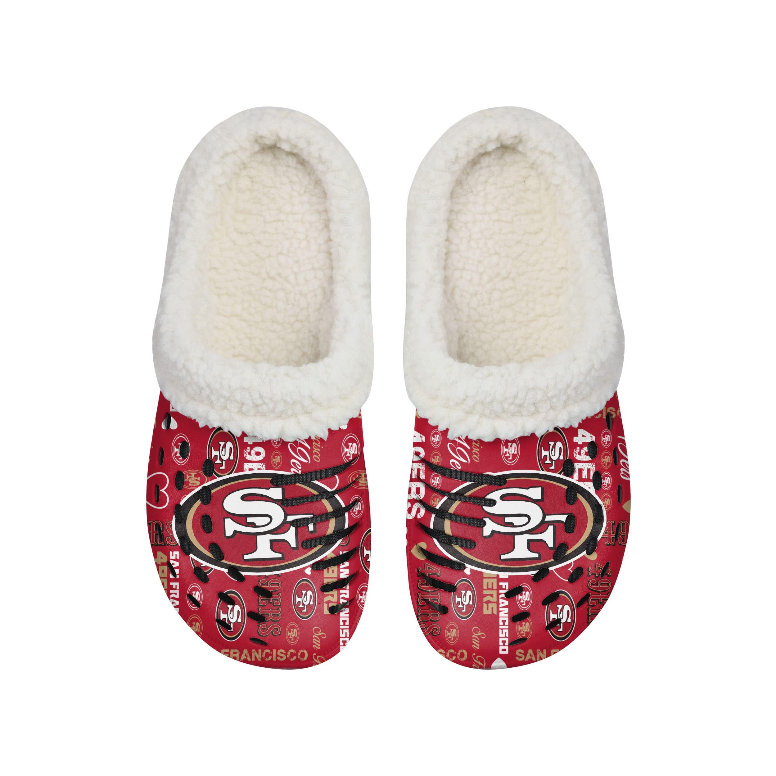 FOCO FOCO San Francisco 49ers NFL Womens Sherpa Lined Logo Love Clog - S