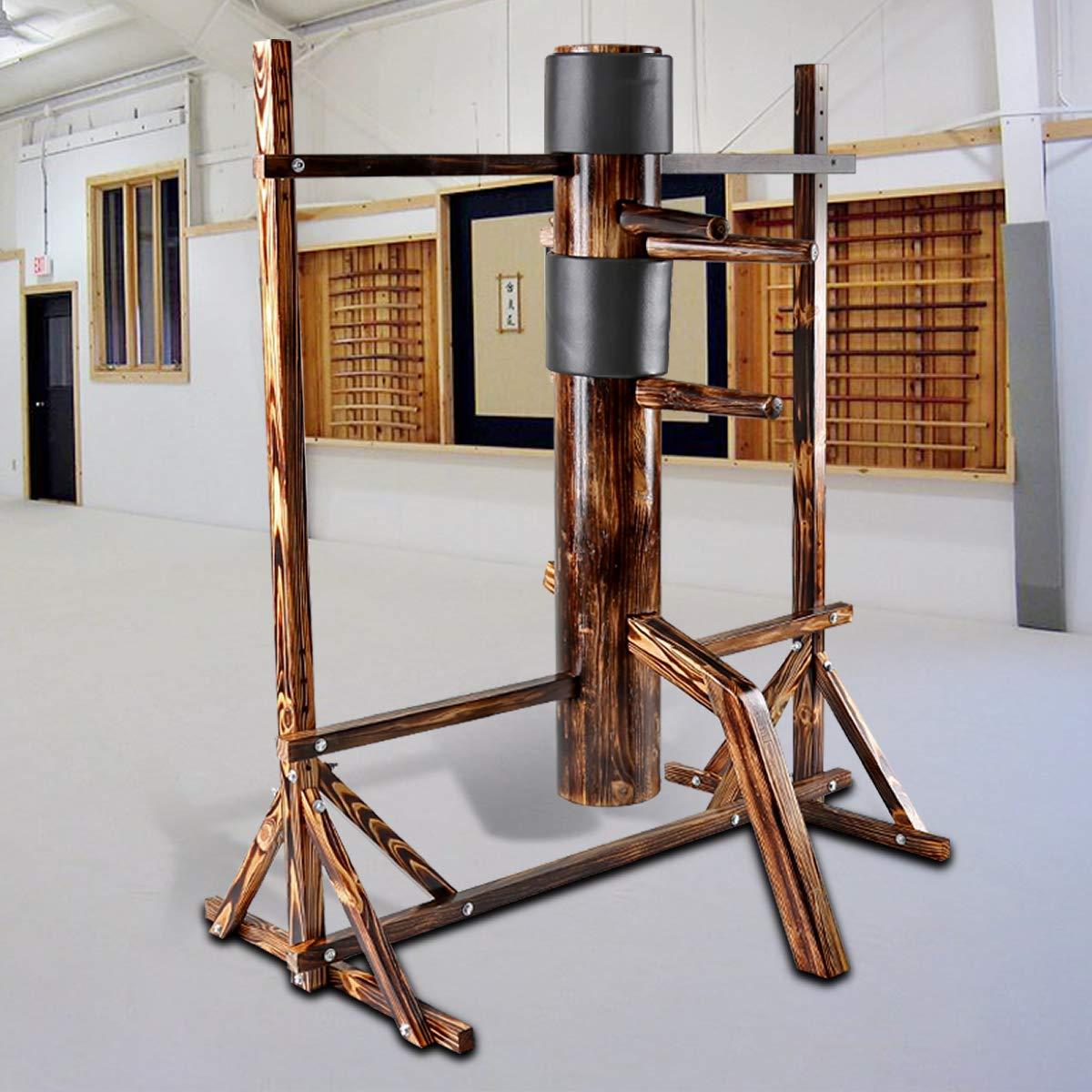 Flex HQ Flex HQ Adjustable Height Wing Chun Dummy Mook Yan Jong IP Man Training Target Wood with Frame Stand