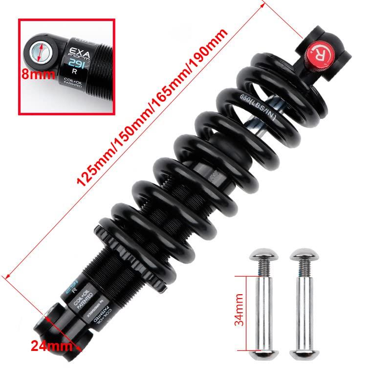 JFOYH JFOYH Coil+Oil Shock Absorber Adjustable Damping Hydraulic Rear Shocks for MTB/E-Bike/Scoters, 125MM/150MM/165MM/190MM 550LBS/650LBS/1000LBS/1500LBS - 165MM*650LBS