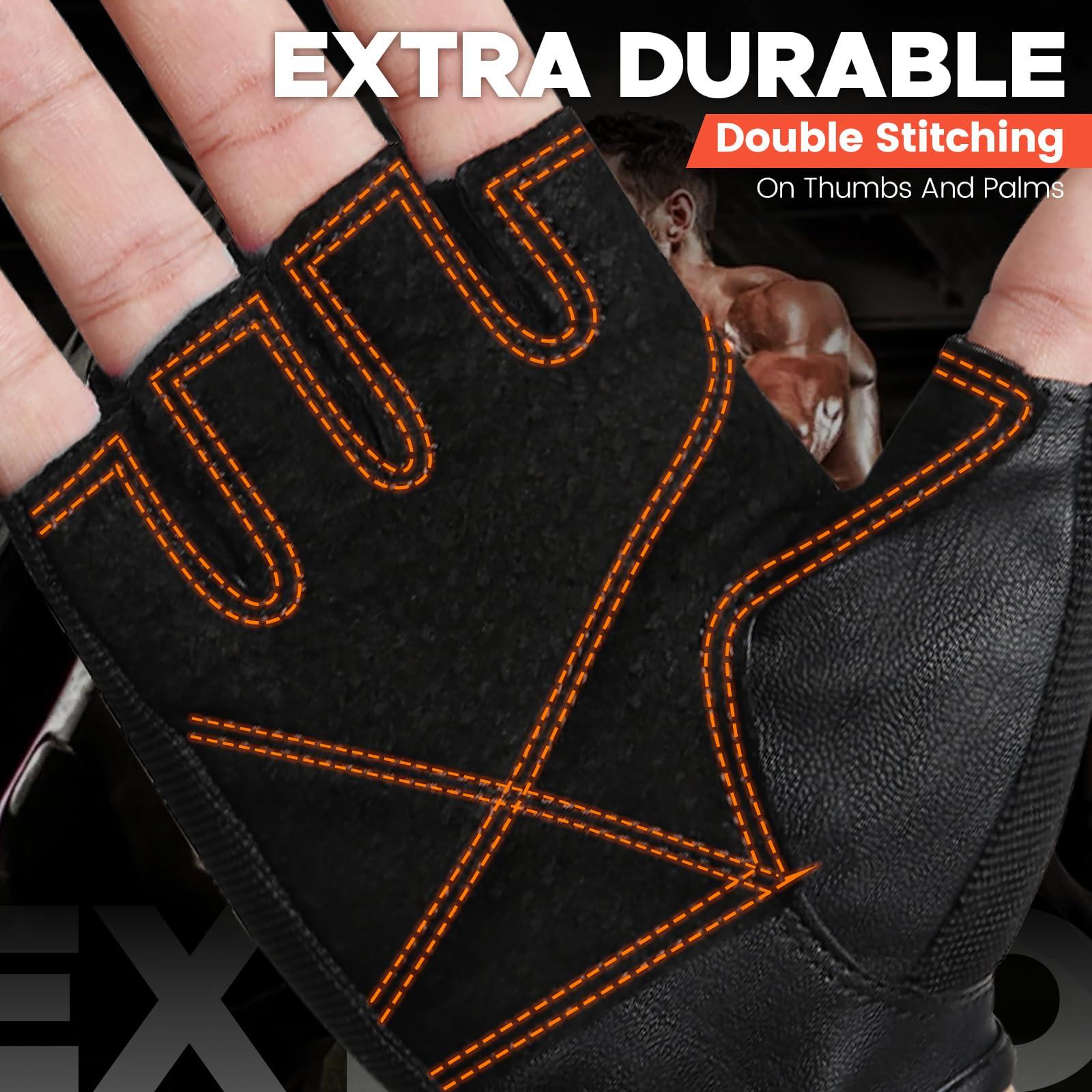 BEACE BEACE Weight Lifting Gym Gloves with Anti-Slip Leather Palm for Workout Exercise Training Fitness and Bodybuilding for Men & Women