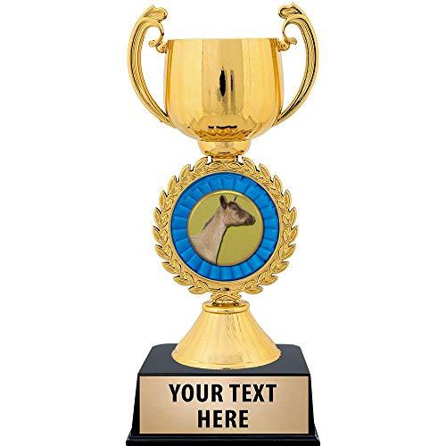 Crown Awards Crown Awards Personalized Goat Trophy, 7.25\" Gold Cup Dairy Goat Trophies with Free Custom Engraving 5 Pack Prime