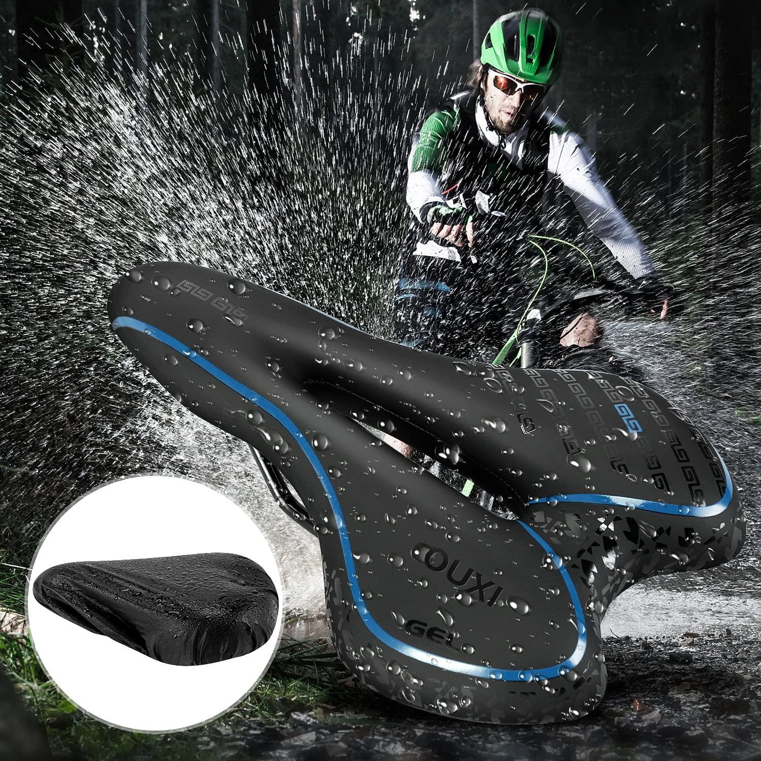 OUXI OUXI Comfort Bike Seat Comfortable Gel Bicycle Saddle Replacement Soft Padded with Shock Absorbing Waterproof for MTB Mountain Bike Road Bike Exercise Bike Men Women and Ladies - Blue