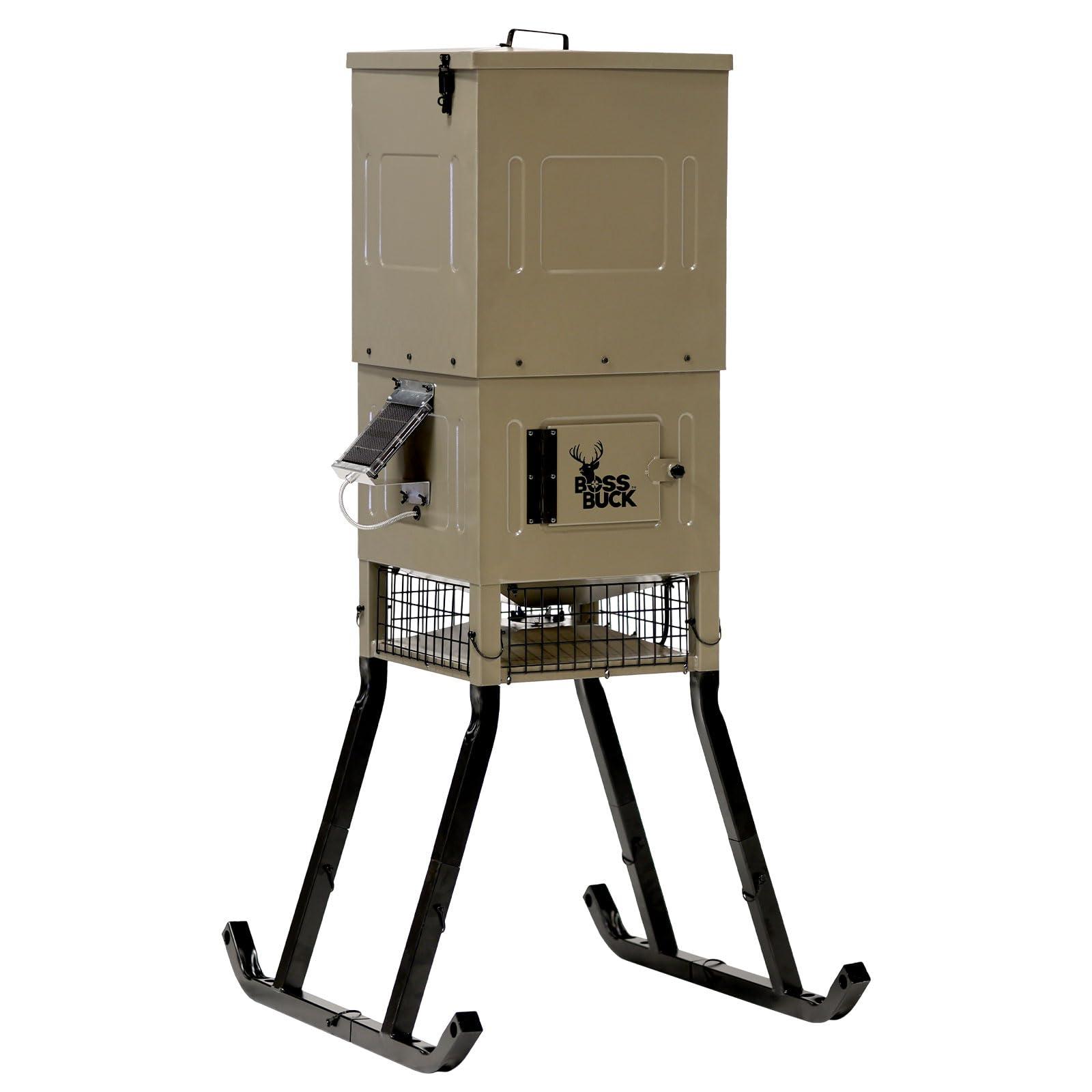 Boss Buck Boss Buck Stand & Fill Sled Feeder with Diverter Plate & Solar Panel | Easy Assembly Durable Steel Deer Hunting Varmint Guarded Programmable Automatic Game Feeder, 300LB