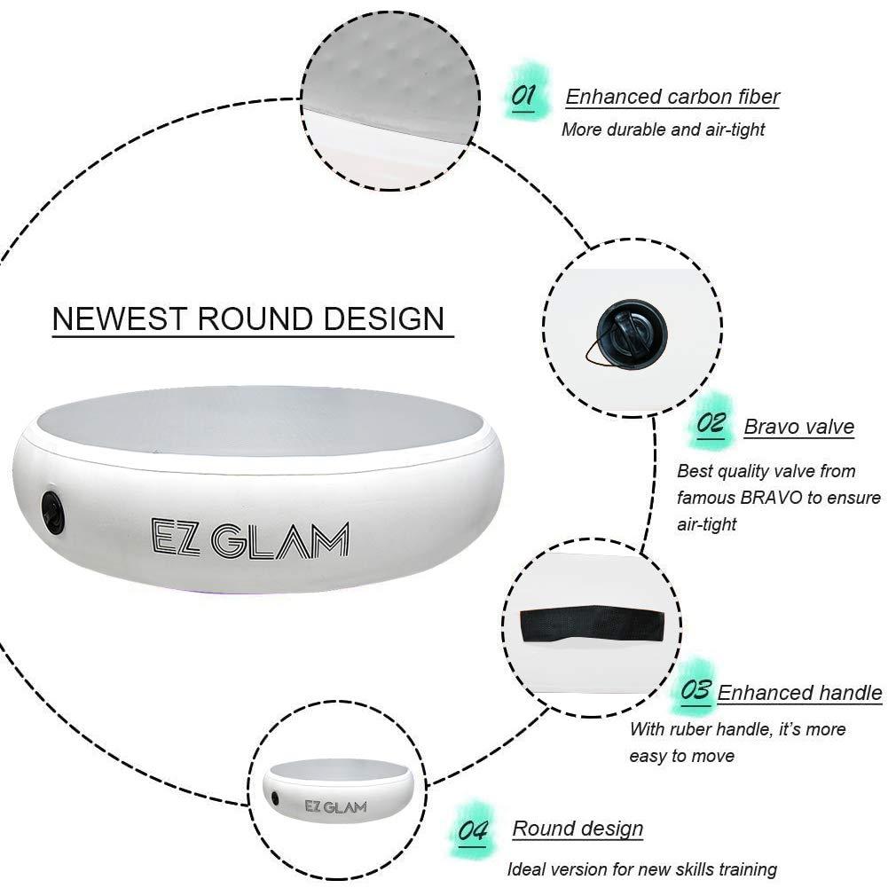 GLANT GLANT Air Mat Tumble Track AirSpot - Gymnastics Training Springboard - Round Inflatable Springboard (White, 27.6in*27.6in*3.94in)