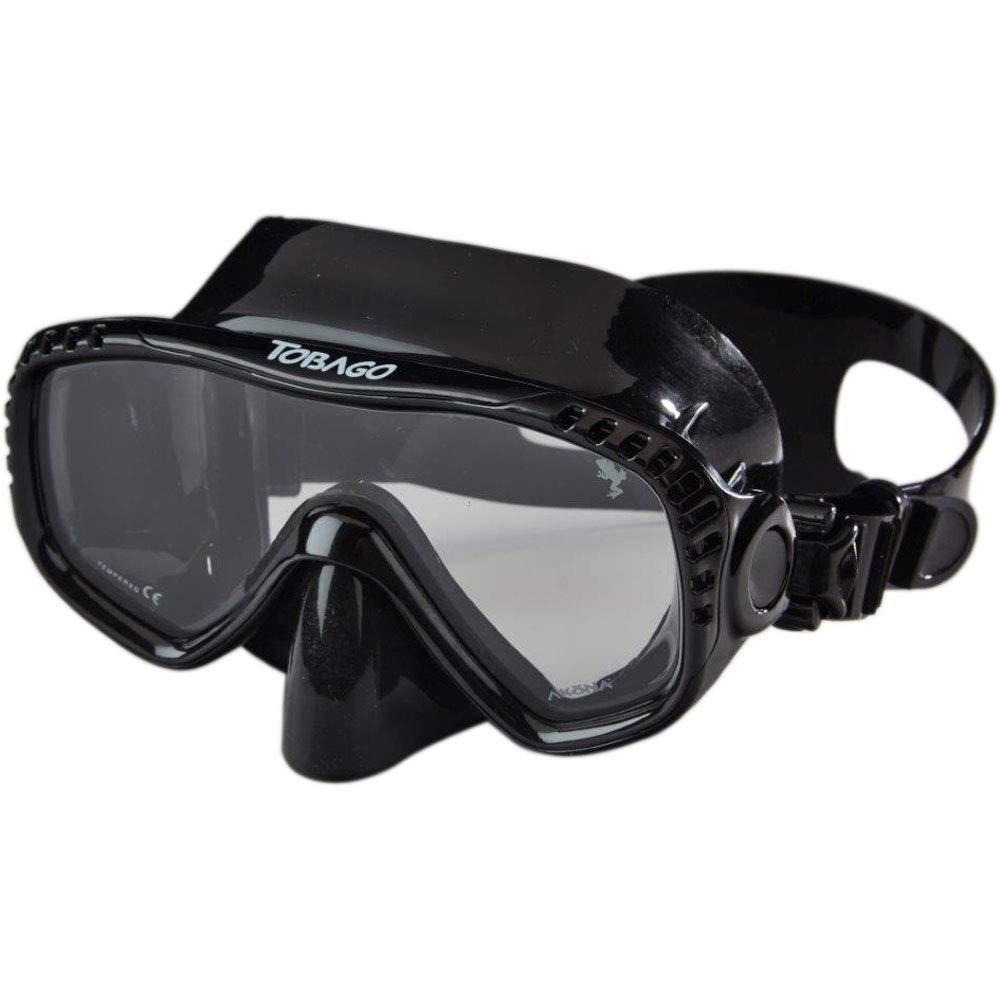 Akona AKONA Tobago Scuba and Snorkeling Dive Mask with Clear Silicone Skirt and Single Tempered Lens (Black Silicone)