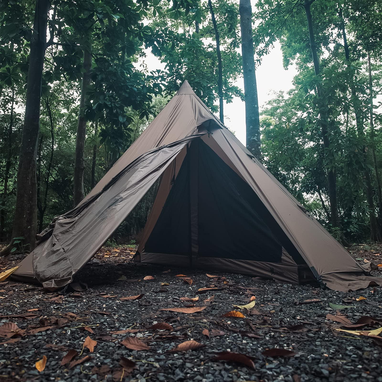 OneTigris OneTigris Rock Fortress Hot Tent with Stove Jack, 4 Season, 4-6 Person Tipi Tent, Family Tent for Camping Backpacking Hunting Fishing Waterproof Wind-Proof (Half Inner Tent)