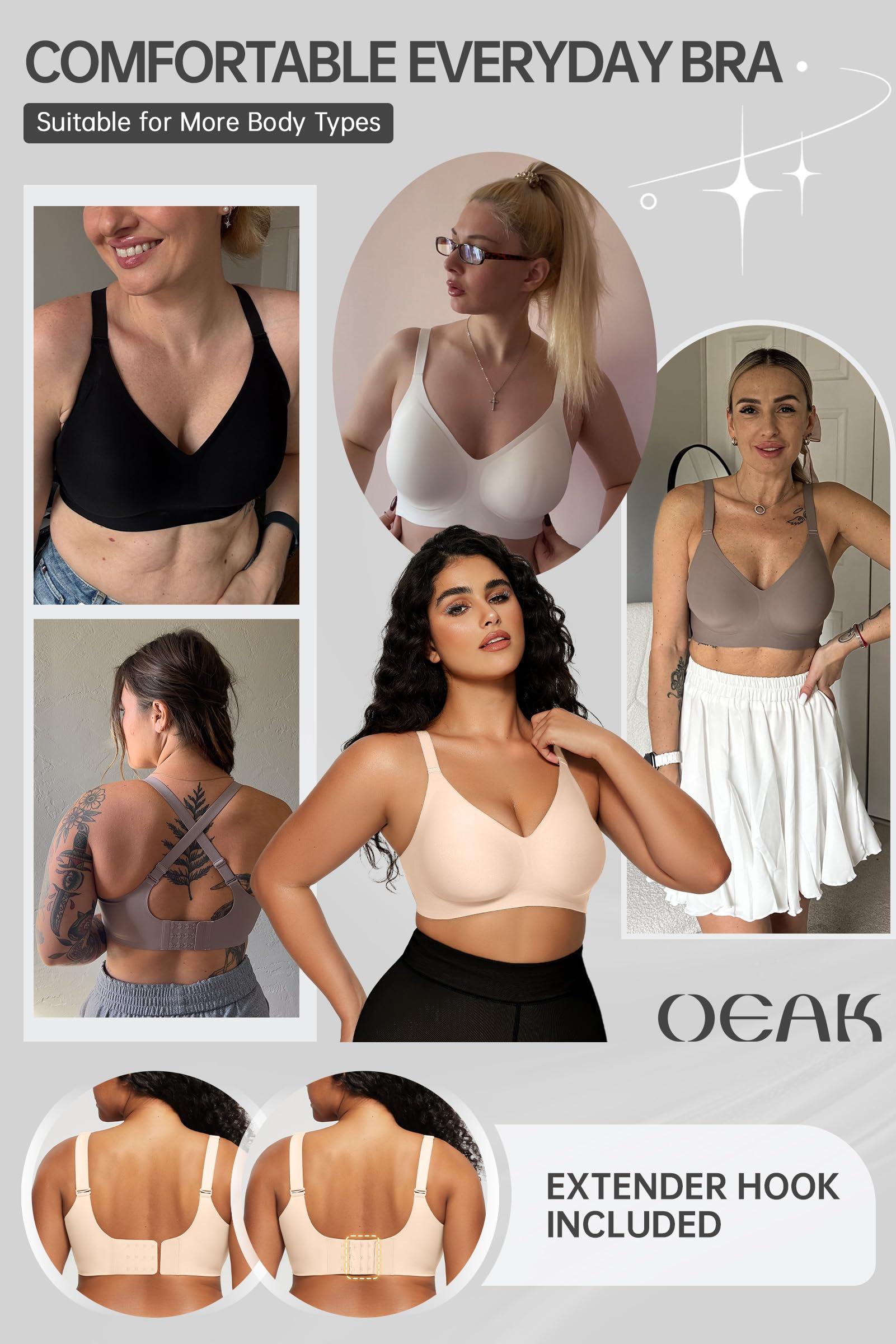 OEAK OEAK Women Comfortable Push Up Bras Wireless Seamless Full Coverage Bralette Buttery Soft Everyday Tshirt Bra Convertible Bra Nude 3XL