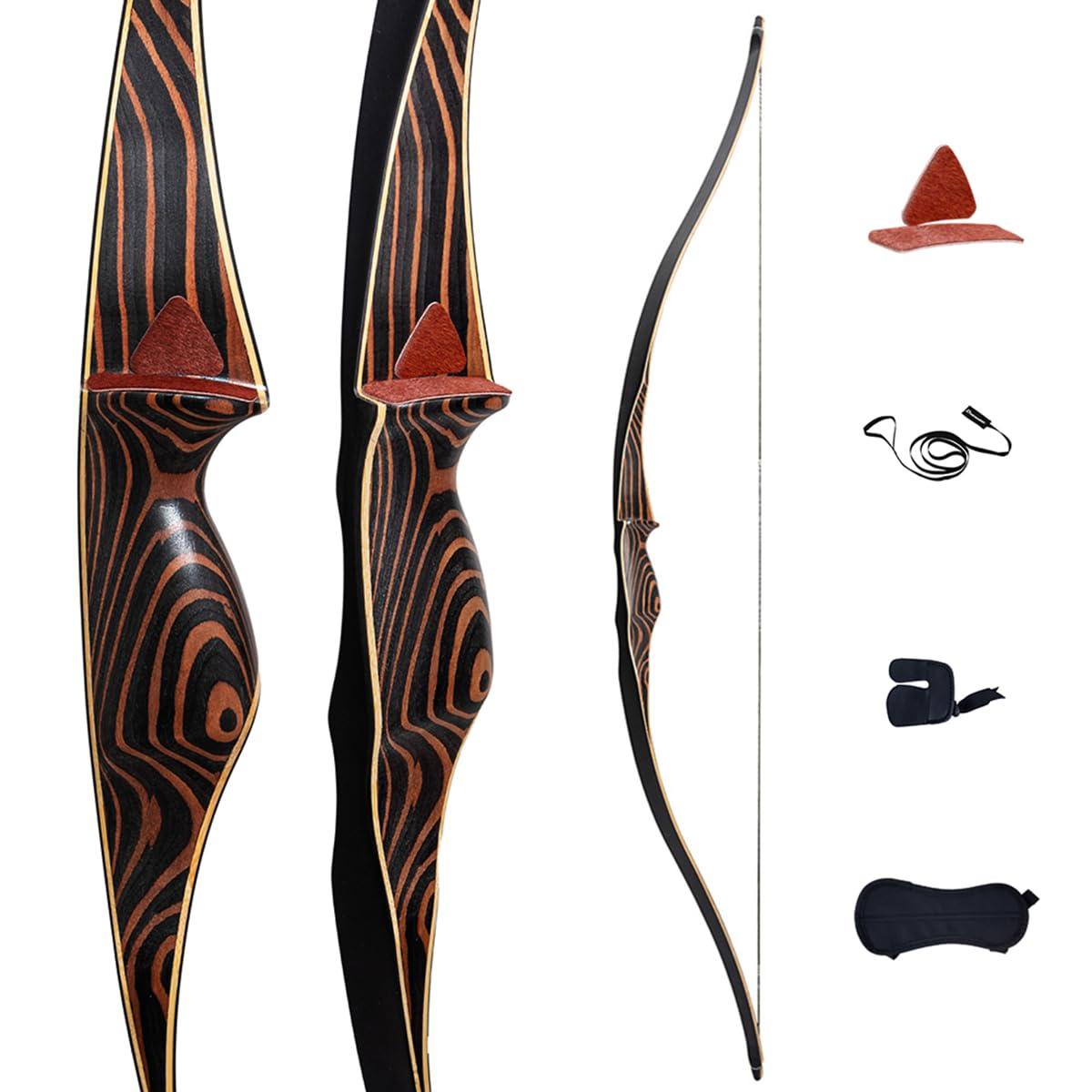 Deerseeker Outdoor Deerseeker Archery 54\" Traditional Bow Hunting Longbow with Bamboo Core Limbs Handmade Recurve Bow RH/LH for Targeting Practice Shooting Youth & Adults Bow Set (50lb, Left Hand)