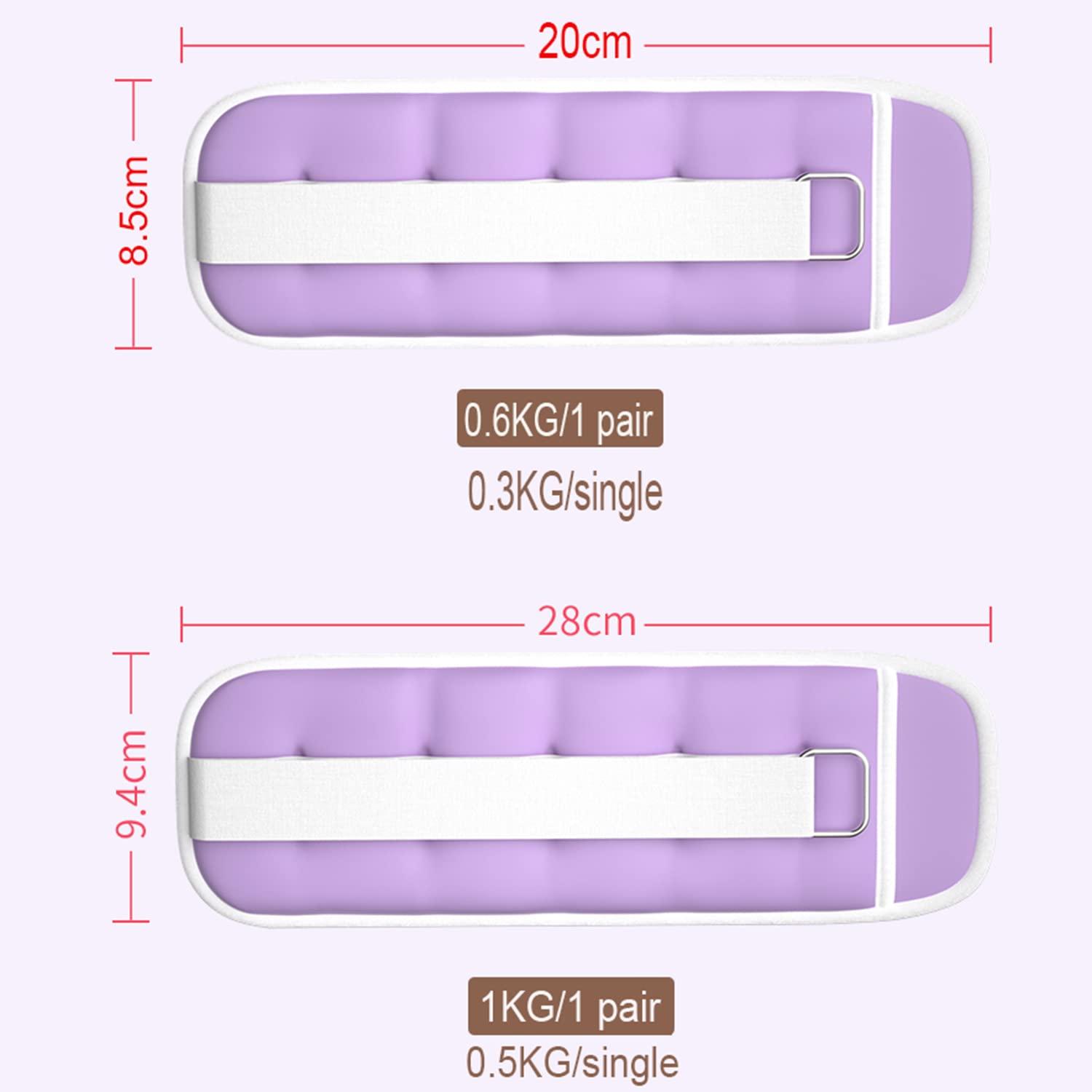 hujio Ankle Weights, Ankle/Wrist Weights for Women, Kids, 2 x 0.3KG/0.5KG Hand Leg Weight for Kids Sandbags, For Child Gymnastics, Dancing, Aerobics Exercise (Size:single0.5KG,Color:Purple)