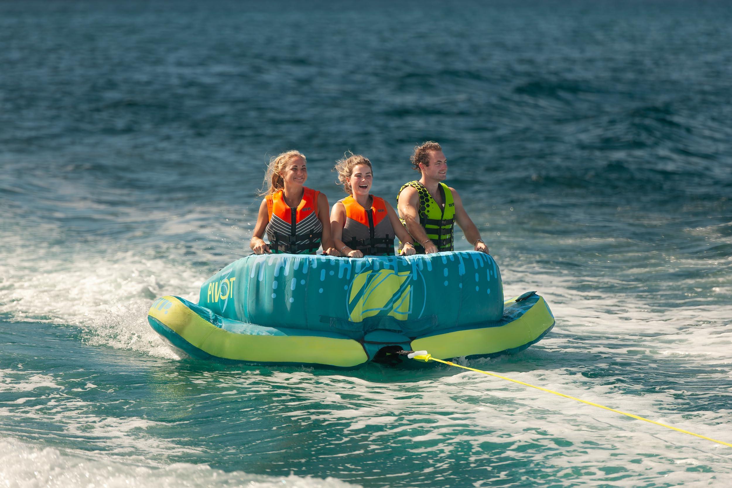 ZUP ZUP Pivot 3-Person Towable Heavy Duty Deck Tube for Boating with Dual Quick-Connect Tow Hooks | Full Nylon Cover, Neoprene Body Pads