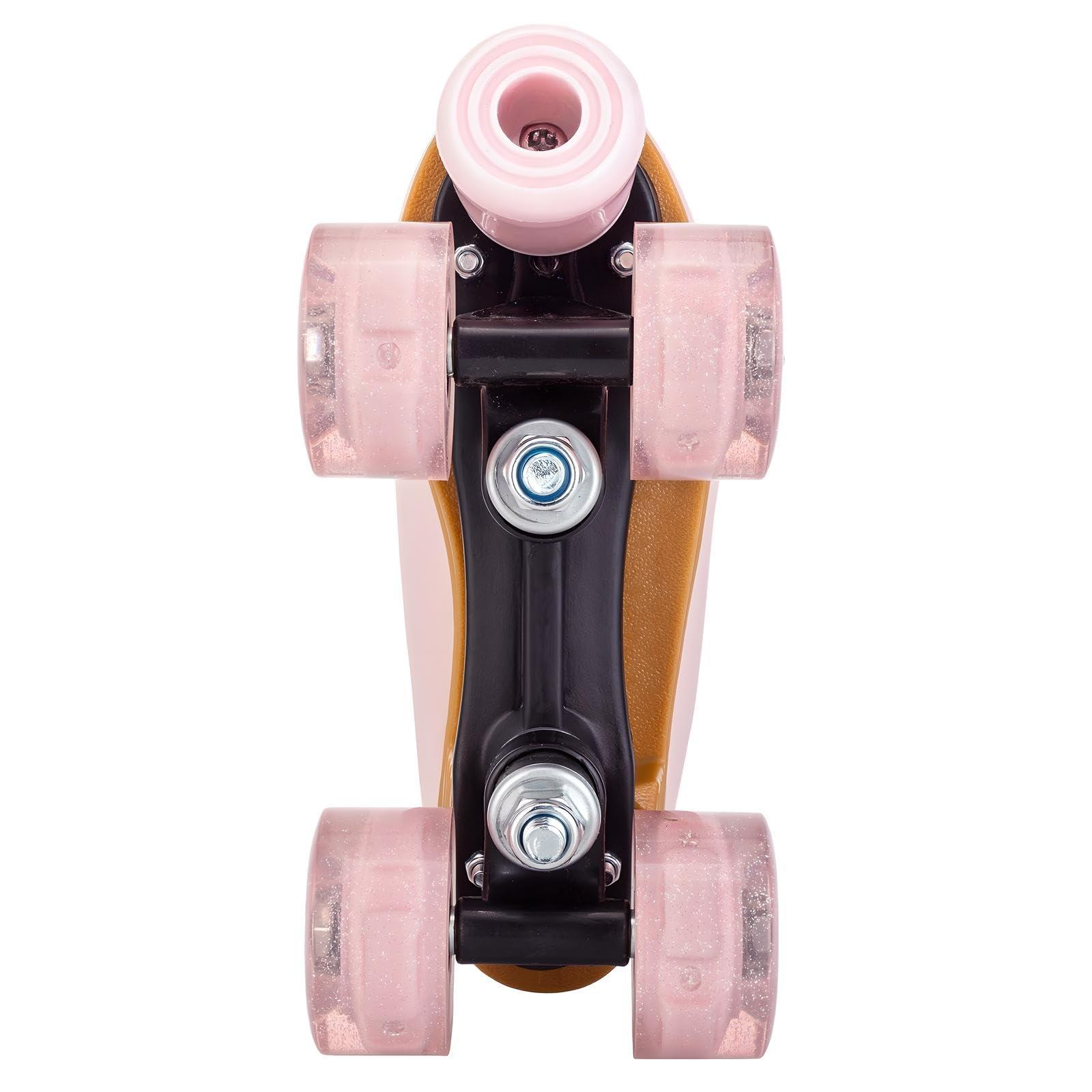 YYW YYW Roller Skates for Girls and Women, Fantastic Pink Purple PU Leather Light Up Kids Youth Roller Skates, Indoor Outdoor Roller Skates Girls Ages 8-12 (37-US Women 7/ Youth 6,Pink)