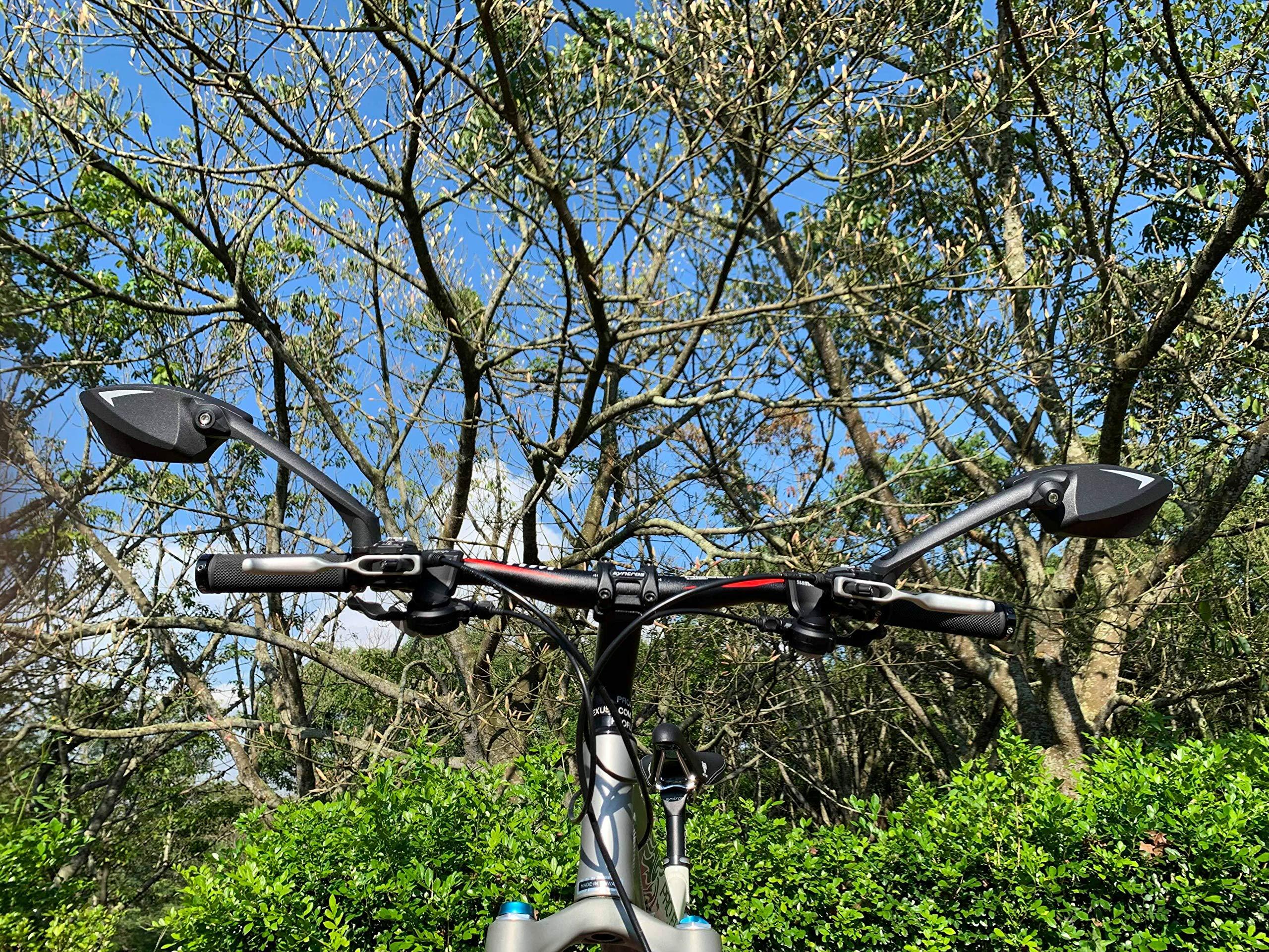 MEACHOW MEACHOW New Scratch Resistant Glass Lens,Handlebar Bike Mirror, Rotatable Safe Rearview Mirror, Bicycle Mirror, (Blue Right Side) ME-006RB