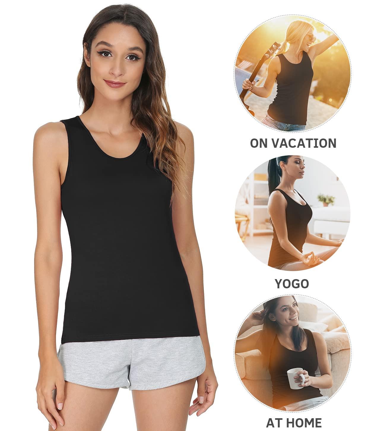 Vislivin Vislivin Womens Supersoft Camisole Stretch Casual Tank Tops Black/Black/Dark Grey/Coffee M