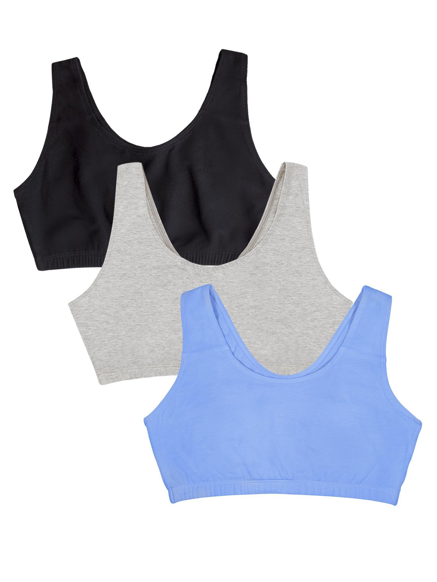 Fruit of the Loom Fruit of the Loom Cotton Tank Bra for Women-Ultimate Comfort & Breathable Fit, Cornflowerblue/Grey/Black