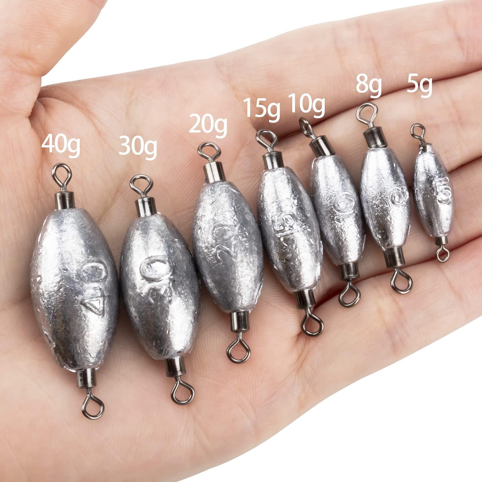 THKFISH THKFISH Fishing Weights Inline Weights Trolling Sinkers Swivel Weights Quick Set Up Lead Fishing Sinker with Inner Swivel Set 1/3oz 1/4oz 1/5oz 1/6oz 1/7oz 3/8oz 1/2oz 3/4oz 1oz 1.4oz