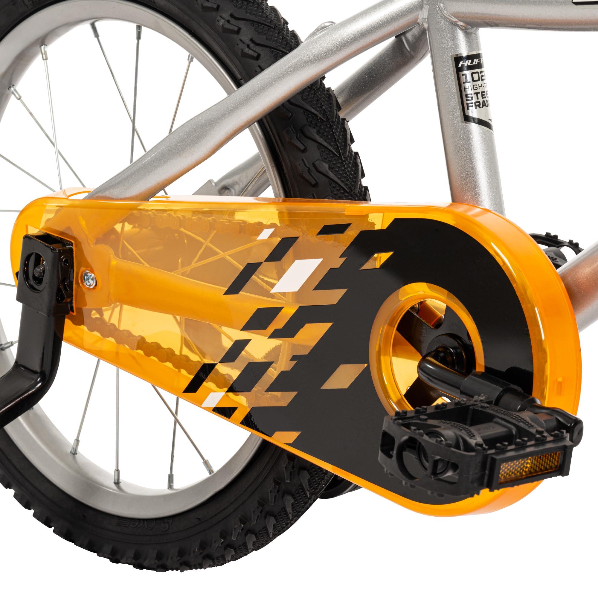 Huffy Huffy ZRX 16\" Kids Bike, Ideal for Ages 3 to 5 Years Old, Front Pegs, BMX Style Handlebar, Quick Connect Assembly, Designed for Growth, Durable Steel Frame, Enclosed Chain Guard, Silver