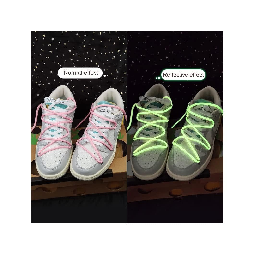 WALG Round Luminous Shoelaces Glow in The Dark Night Color Fluorescent Shoelace Sports Canvas Adult Children Shoe Laces (Color : White, Length : 120CM)
