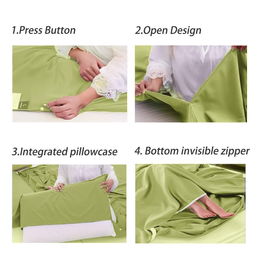 MongByYa MongByYa Sleeping Bag Liner Lightweight Compact Sleeping Bag Sack Portable Clean Travel Sheet Camping Sleep Sheet for Backpacking Hotel Hiking (Field Green, 82.7\" X 63)