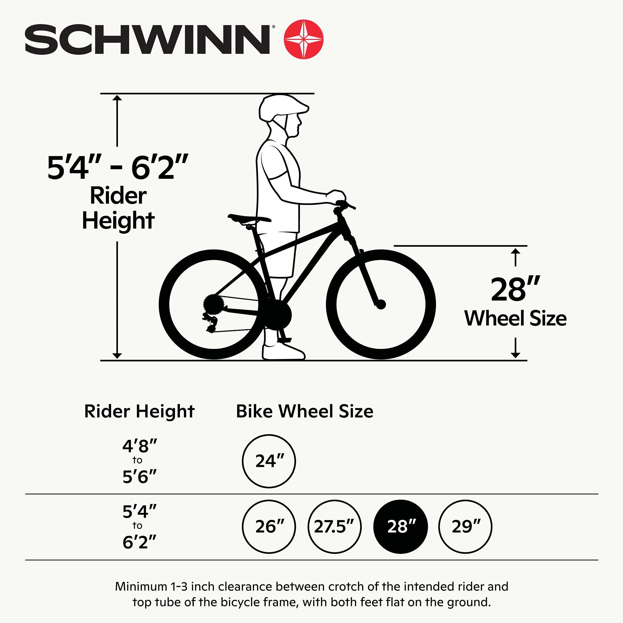 Schwinn Schwinn GTX 1 Hybrid Bike, 700c Mens and Womens Bike, 21-Speed Hybrid Bicycle, Aluminum Dual-Sport Frame, Suspension Fork, Front and Rear Linear Pull Brakes, Adult Bicycle