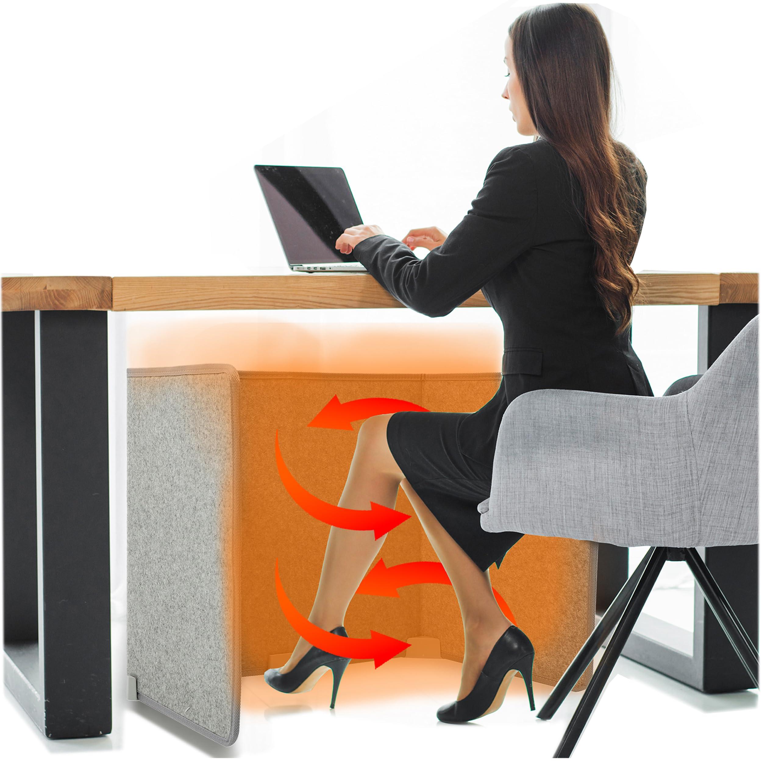 WHISPERHEAT WHISPERHEAT Under Desk Warmer - Silent and Energy Efficient - Personal Under Desk Heater for Legs and Feet - for Office and Home - with Thermostat and Timer