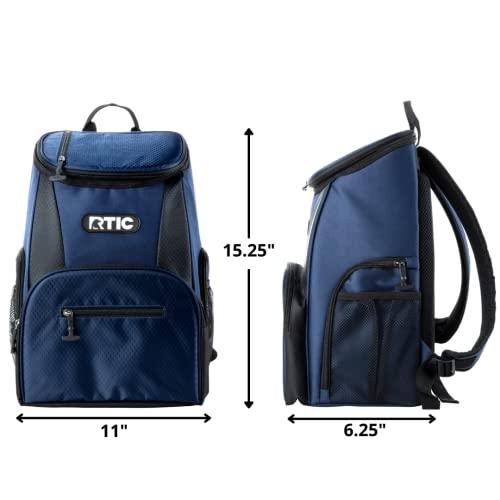 RTIC RTIC Lightweight Backpack Cooler, Navy & Black, 15 Can, Portable Insulated Bag, for Men & Women, Great for Day Trips, Picnics, Camping, Hiking, Beach, or Park