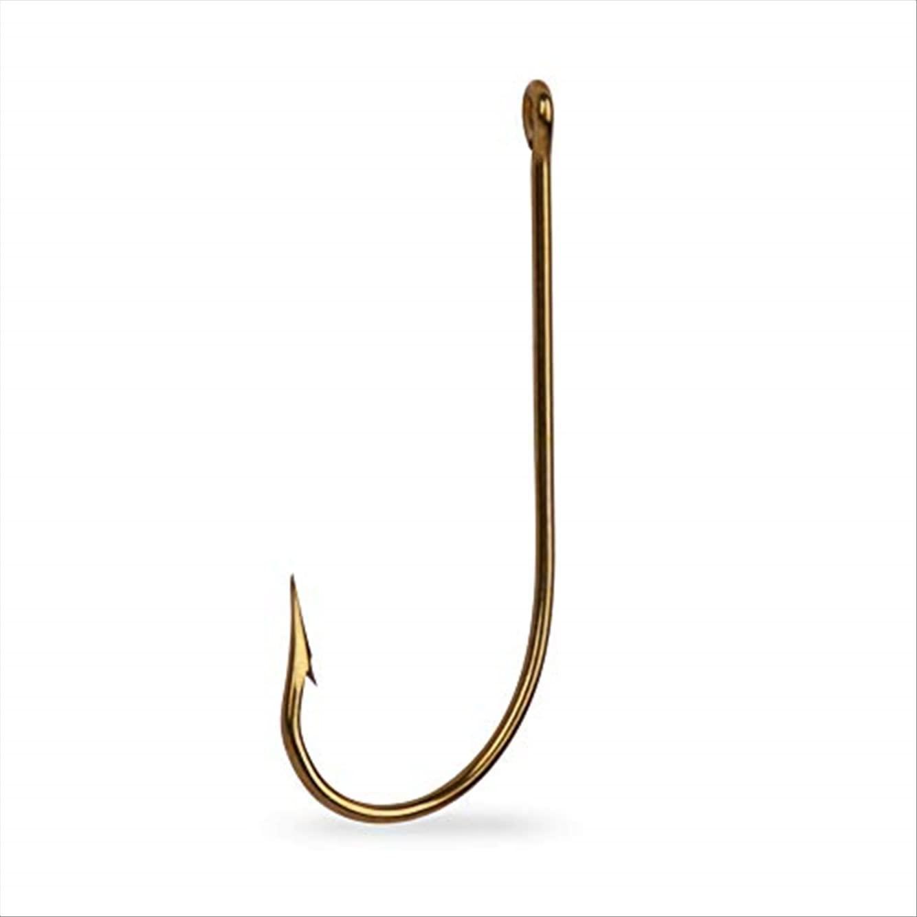 Mustad Mustad 3366 Classic Sproat Large Ring Saltwater / Freshwater Fishing Hook (100-Pack), Bronze, Size 1