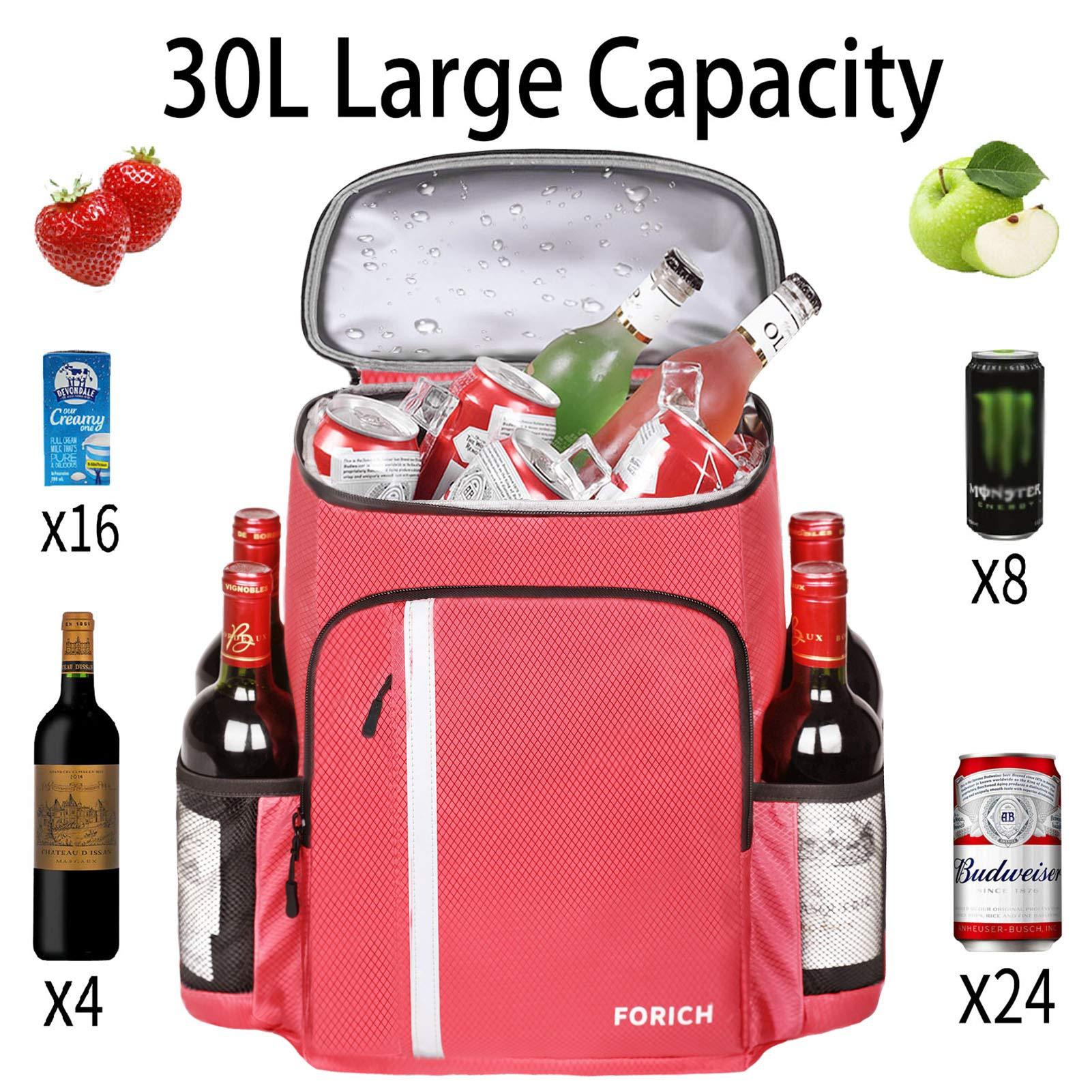 FORICH FORICH Backpack Cooler Leakproof Insulated Waterproof Backpack Cooler Bag, Lightweight Soft Beach Cooler Backpack for Men Women to Work Picnics Camping Hiking, 30 Cans (Watermelon Red)