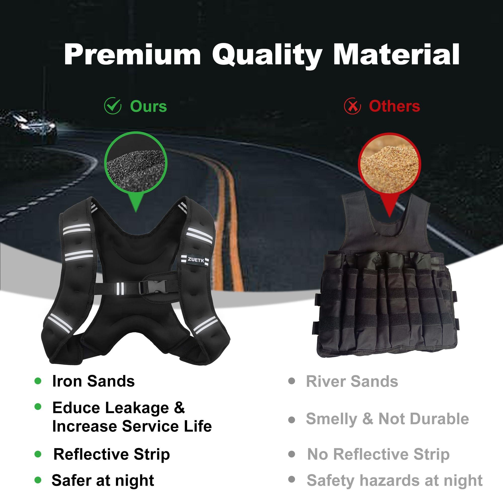 ZUETK ZUETK Weighted Vest, 6lb/8lb/12lb/16lb/20lb/25lb/30lb Weight Vest with Reflective Stripe, Weighted Vest for Men Women Workout Equipment for Strength Training, Running, Jogging, Fitness, Weight Loss