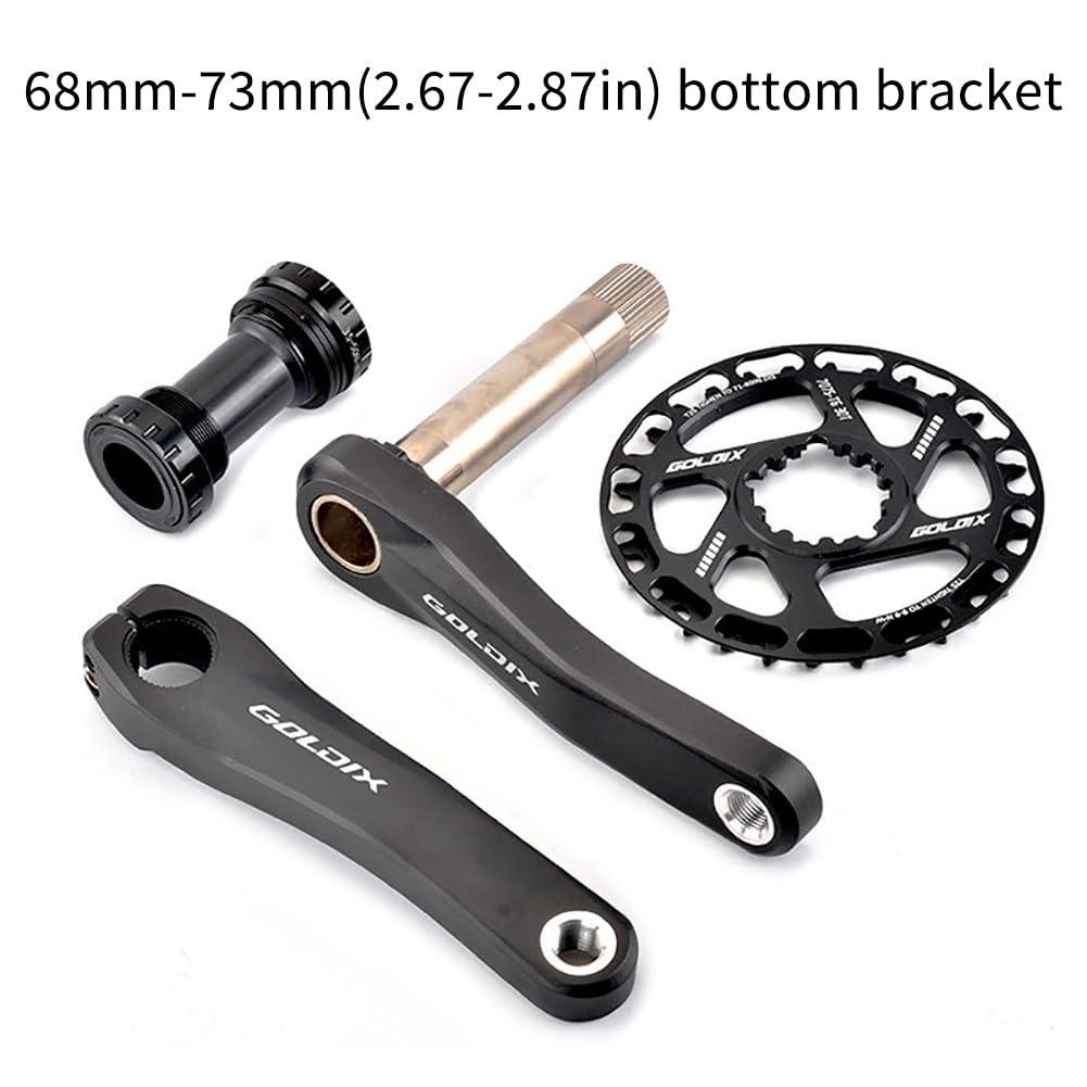 MLIKYRGK Childrens Mountain Bike Crankset,110/127/140/150/155/160MM GXP Bike Crank Arms,Hollow Integrated Folding Bicycle Crank,Wide 28/30/32/34/36T Single Speed Round Narrow Chainring 7-12S With BB(30T,110mm)