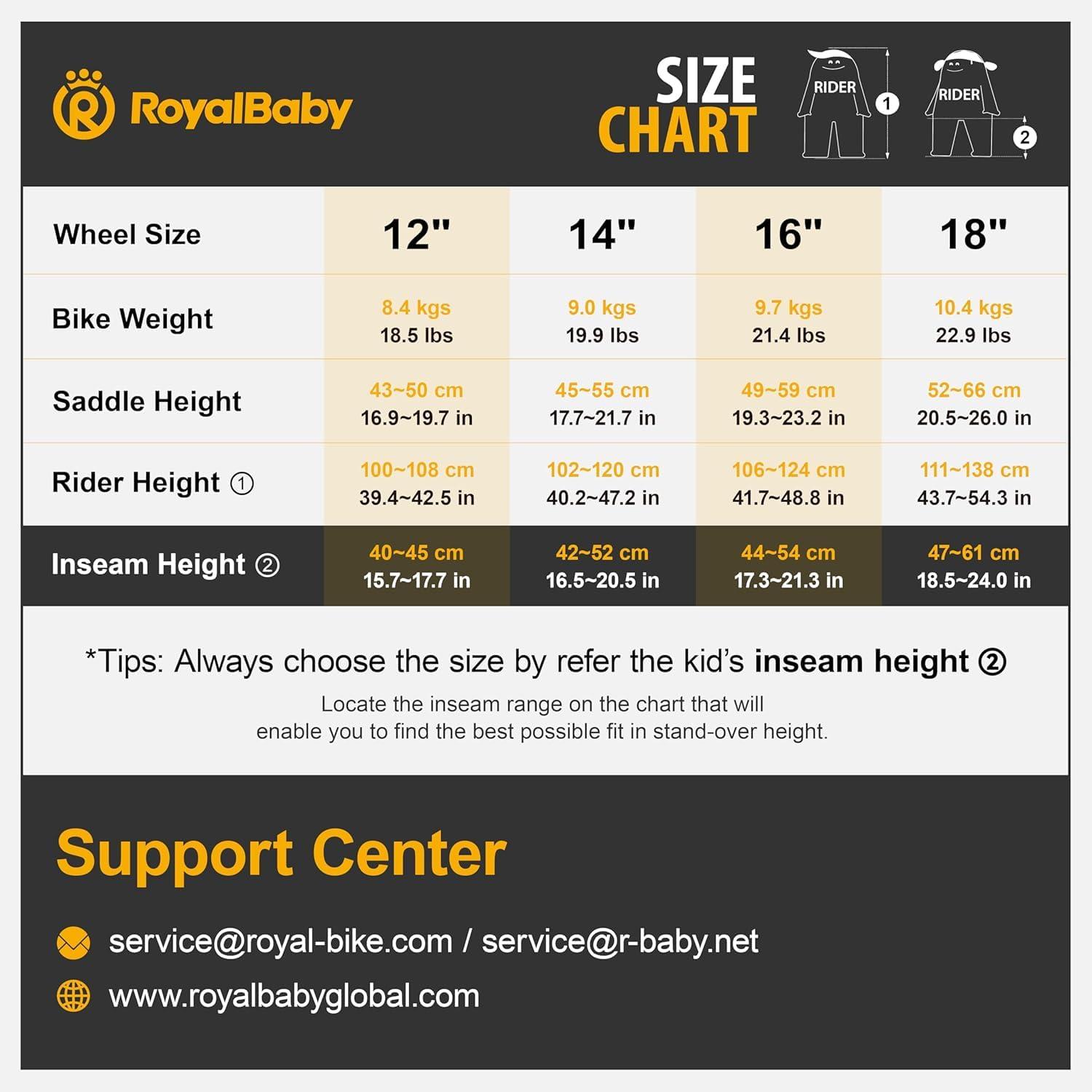 RoyalBaby Chipmunk Kids Bike Toddlers 12 14 16 18 Inch Wheel Bicycle Beginners Boys Girls Ages 3-11 Years, Multiple Color Options