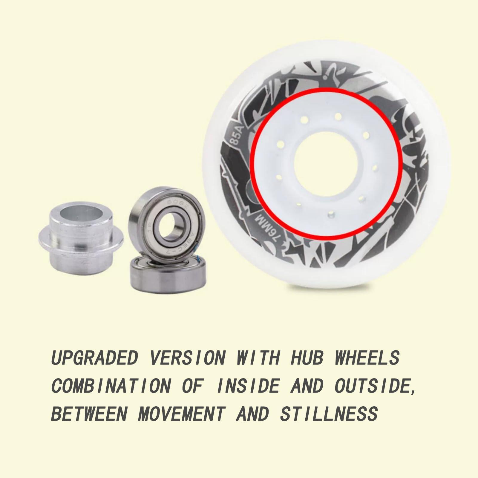 JHKJ JHKJ 8 Pack Light Up Inline Replacement Wheels 72mm/76mm/80mm Replacement Wheel with Bearings 85A Flash Wheel for Indoor/Outdoor,72mm
